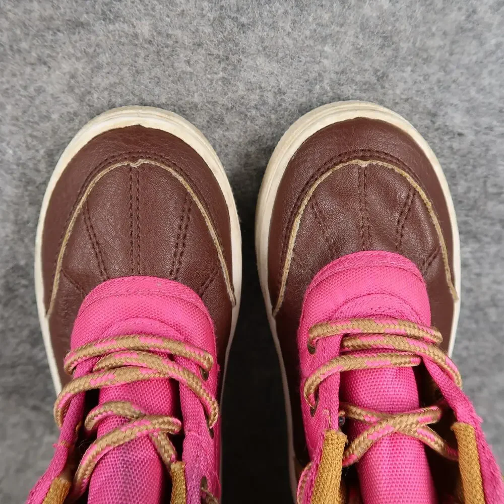 Oomphies Shoes Toddler 9C Sneaker Boots Casual Kids Pink Brown Lace Up Girls
